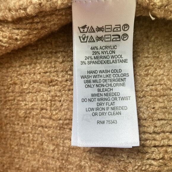 Tahari Cardigan Vest XS Wool Blend Open Sweater Tan Pockets Hooded Minimalist - Picture 7 of 7